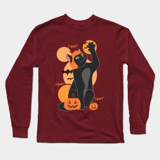 HALLOWEEN PUMPKIN BLACK CAT Long Sleeve T-Shirt